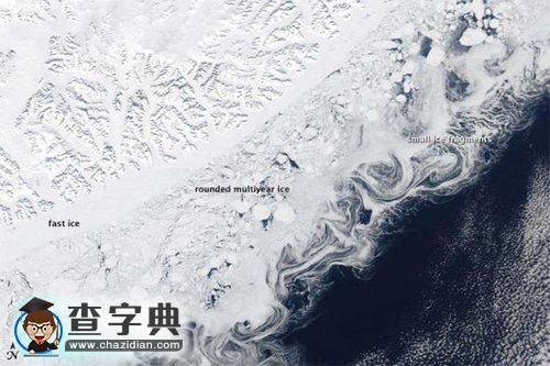 格陵蘭海冰聚集形成精美漩渦1