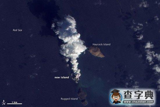 太空觀察到紅海海底火山爆發(fā)形成新島嶼1