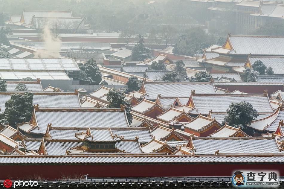 登高景山眺望北京故宮下雪，紫禁城就驚艷了全世界5
