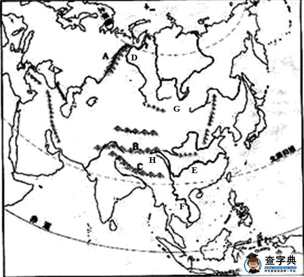 2013年湘教版七年級(jí)下冊(cè)地理第一次月考試卷(讀圖題)